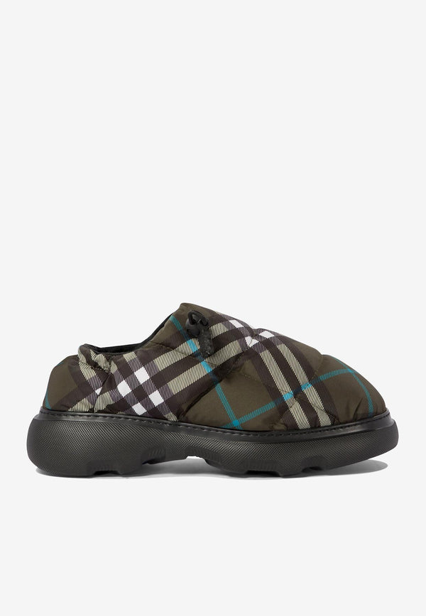 Burberry Pillow Check Motif Slippers Green 8092648_71100