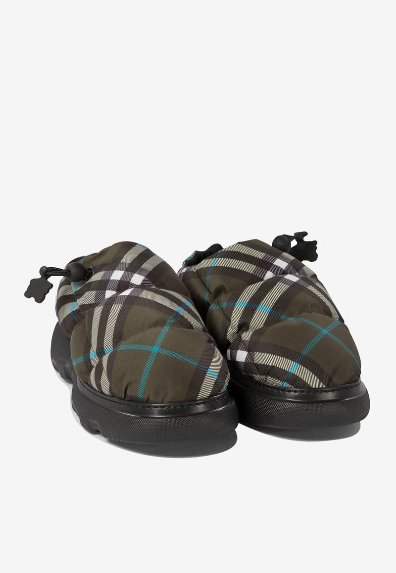 Burberry Pillow Check Motif Slippers Green 8092648_71100