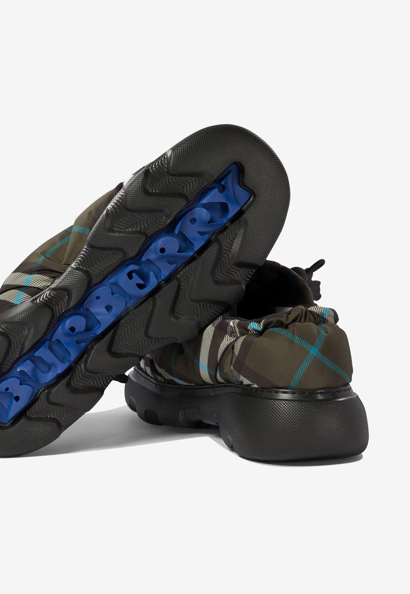 Burberry Pillow Check Motif Slippers Green 8092648_71100