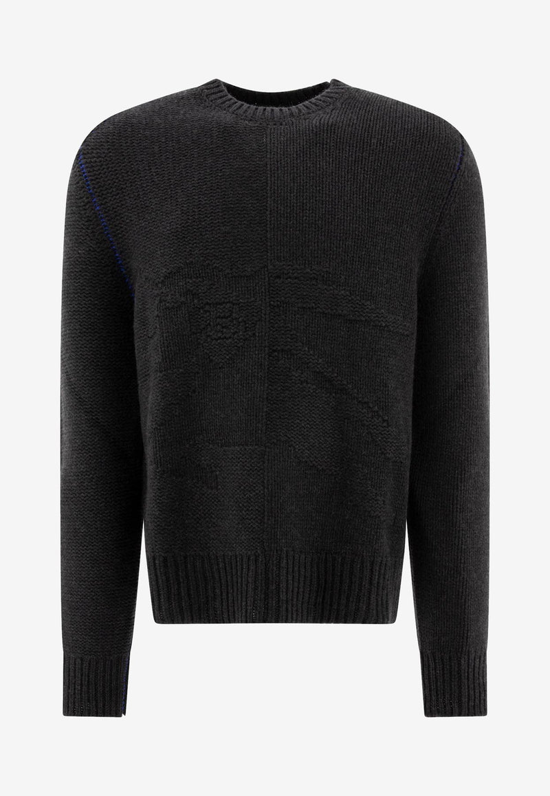 Burberry Logo Jacquard Cashmere Sweater Gray 8092863_71134
