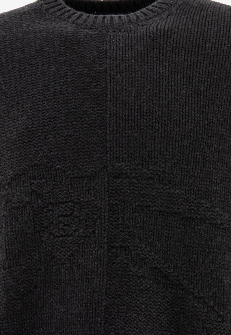 Burberry Logo Jacquard Cashmere Sweater Gray 8092863_71134