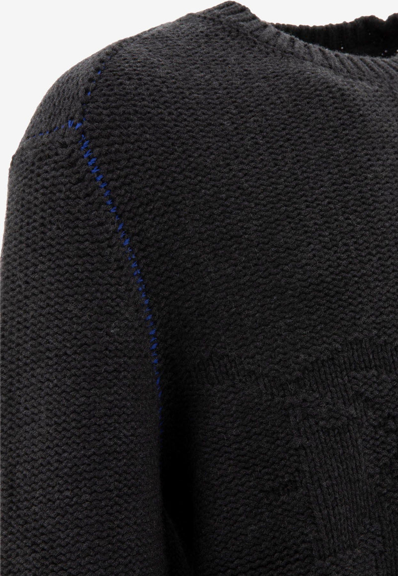 Burberry Logo Jacquard Cashmere Sweater Gray 8092863_71134