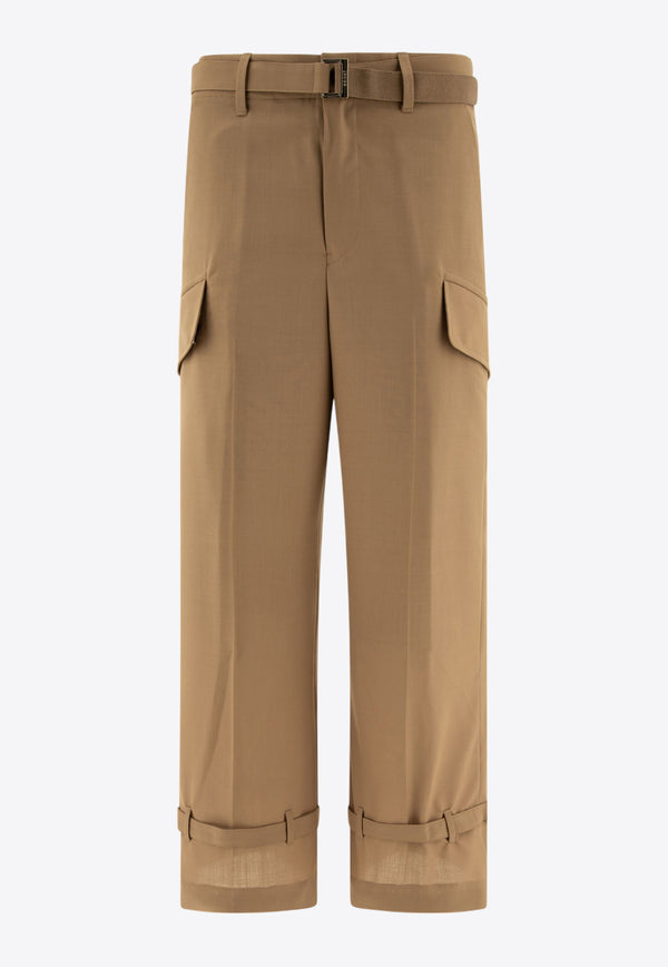 Sacai Mid-Rise Belted Pants Beige 24-03423M651_71123