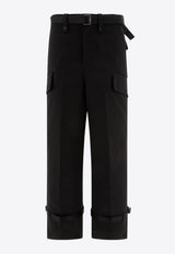 Sacai Mid-Rise Belted Pants Black 24-03429M001_71097
