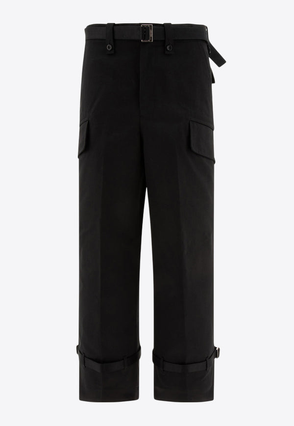 Sacai Mid-Rise Belted Pants Black 24-03429M001_71097