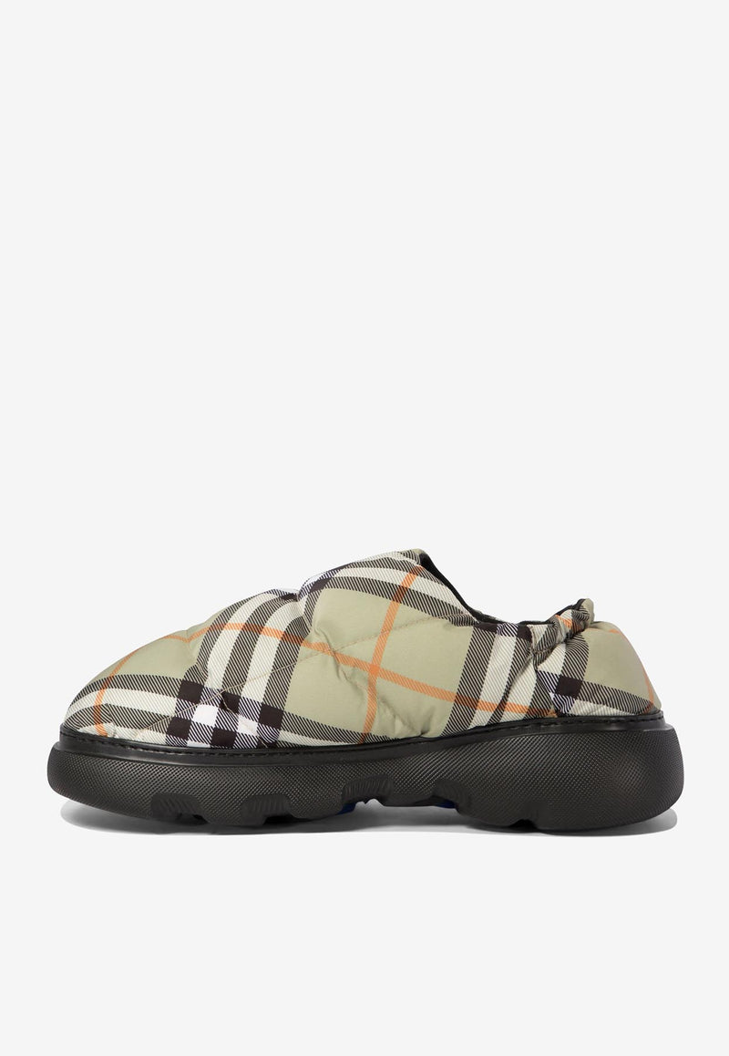 Burberry Pillow Check-Motif Slippers Beige 8094483_71264