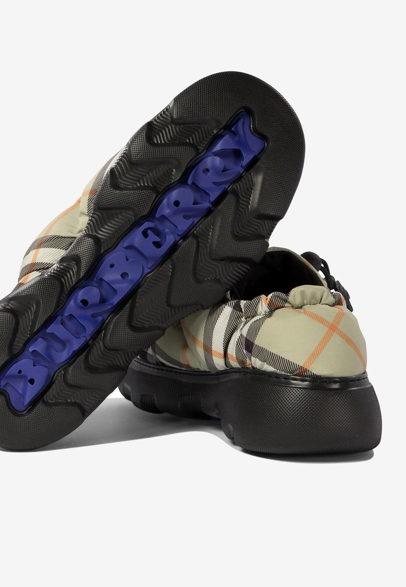 Burberry Pillow Check-Motif Slippers Beige 8094483_71264