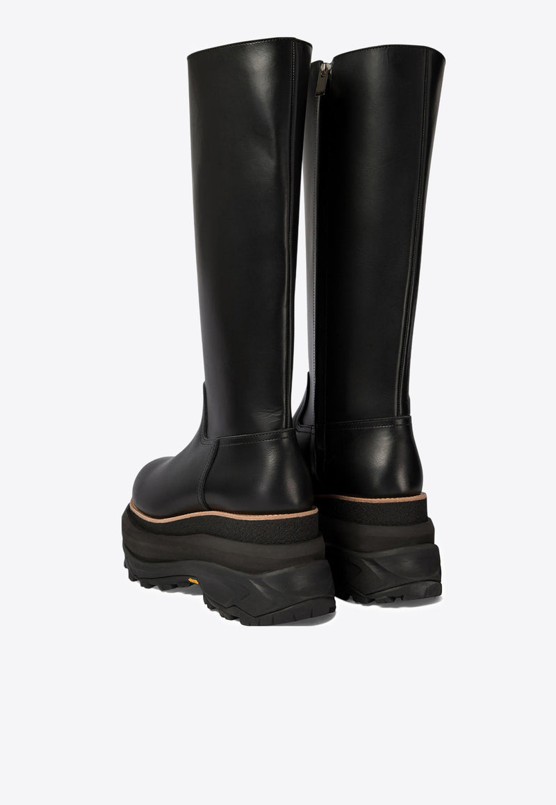 Sacai Moto 80 Leather Chunky Knee-High Boots Black 24-07474001_71210