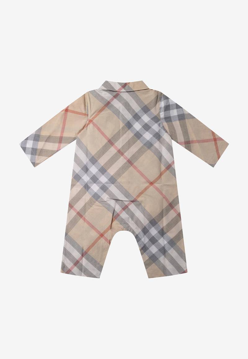 Burberry Kids Baby Girls All-Over Check Onesie Beige 8092758_71404
