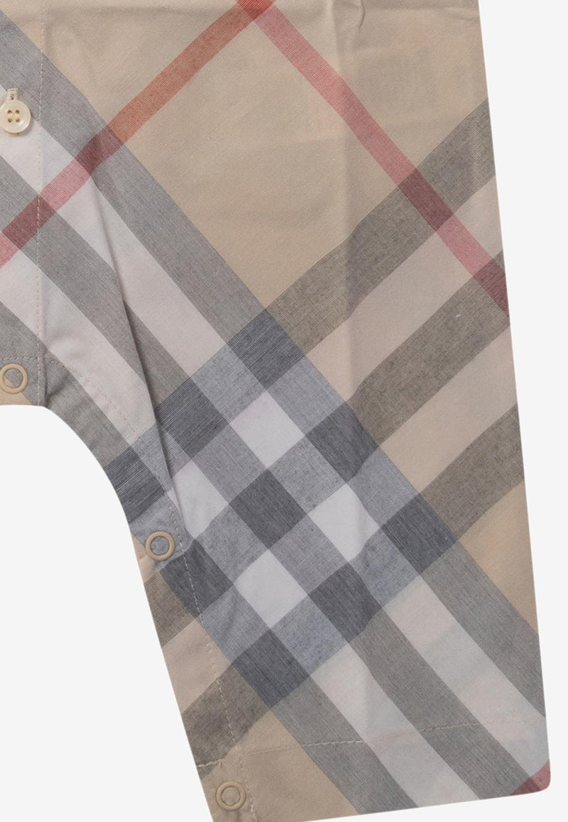 Burberry Kids Baby Girls All-Over Check Onesie Beige 8092758_71404