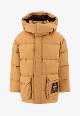 Fendi Kids Boys Logo Patch Down Jacket Beige JUA176AS56F1F4G_71546