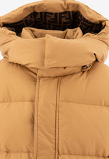 Fendi Kids Boys Logo Patch Down Jacket Beige JUA176AS56F1F4G_71546