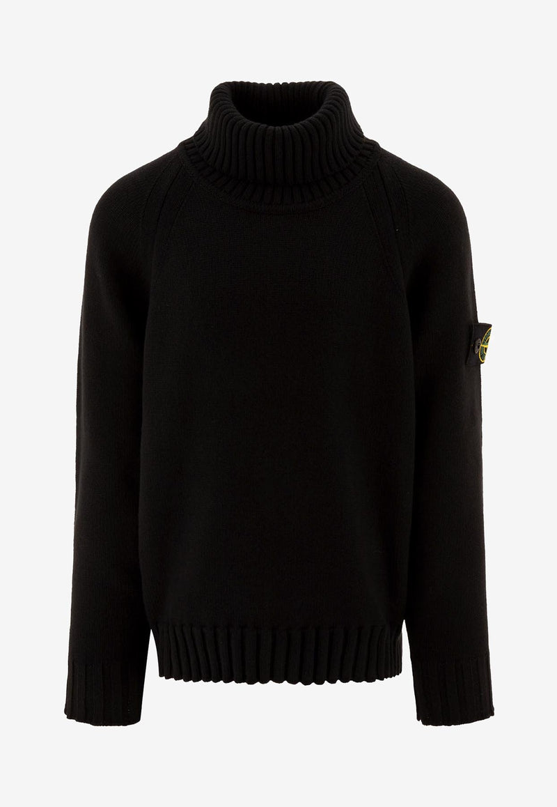 Stone Island Junior Boys Compass Patch Turtleneck Sweater Black 8116504A2V0029_71602