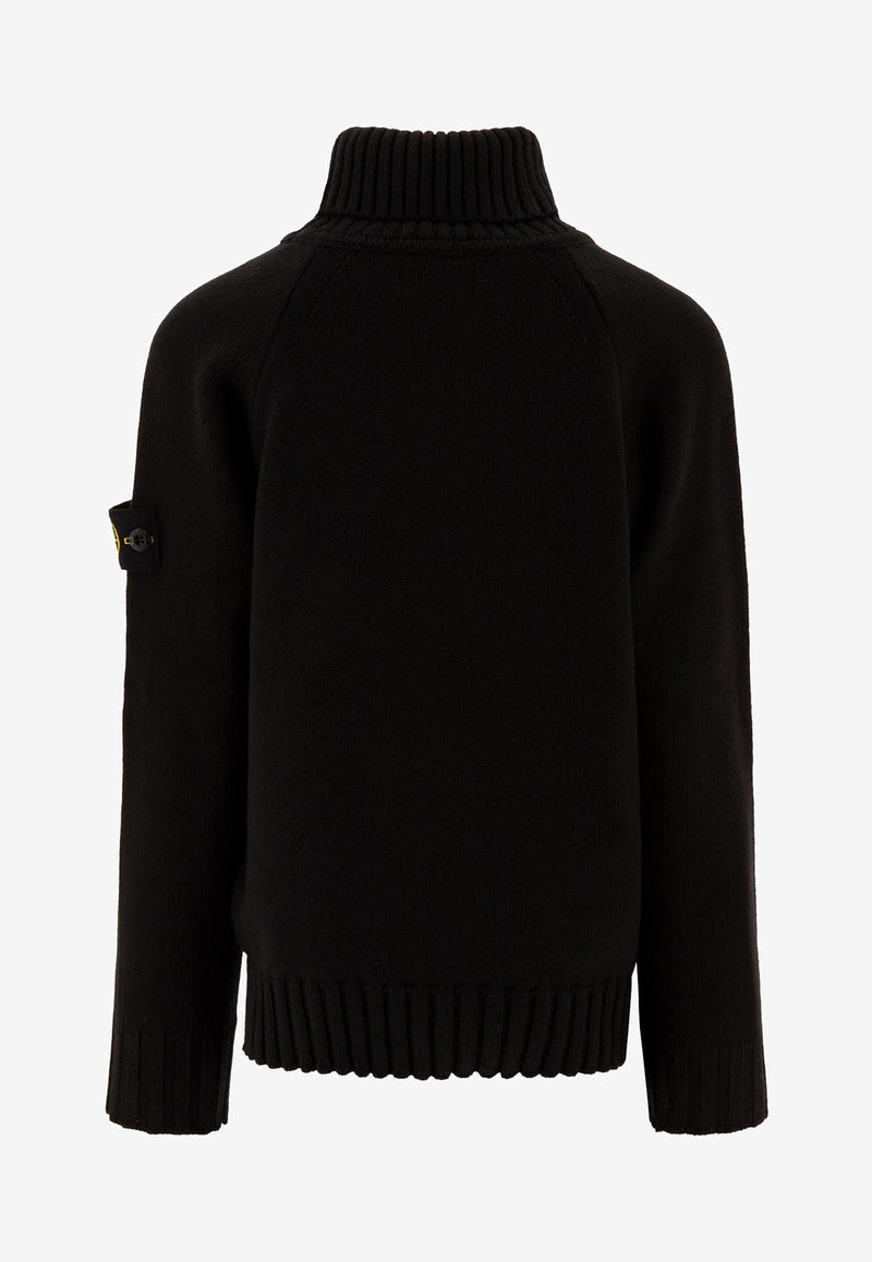 Stone Island Junior Boys Compass Patch Turtleneck Sweater Black 8116504A2V0029_71602