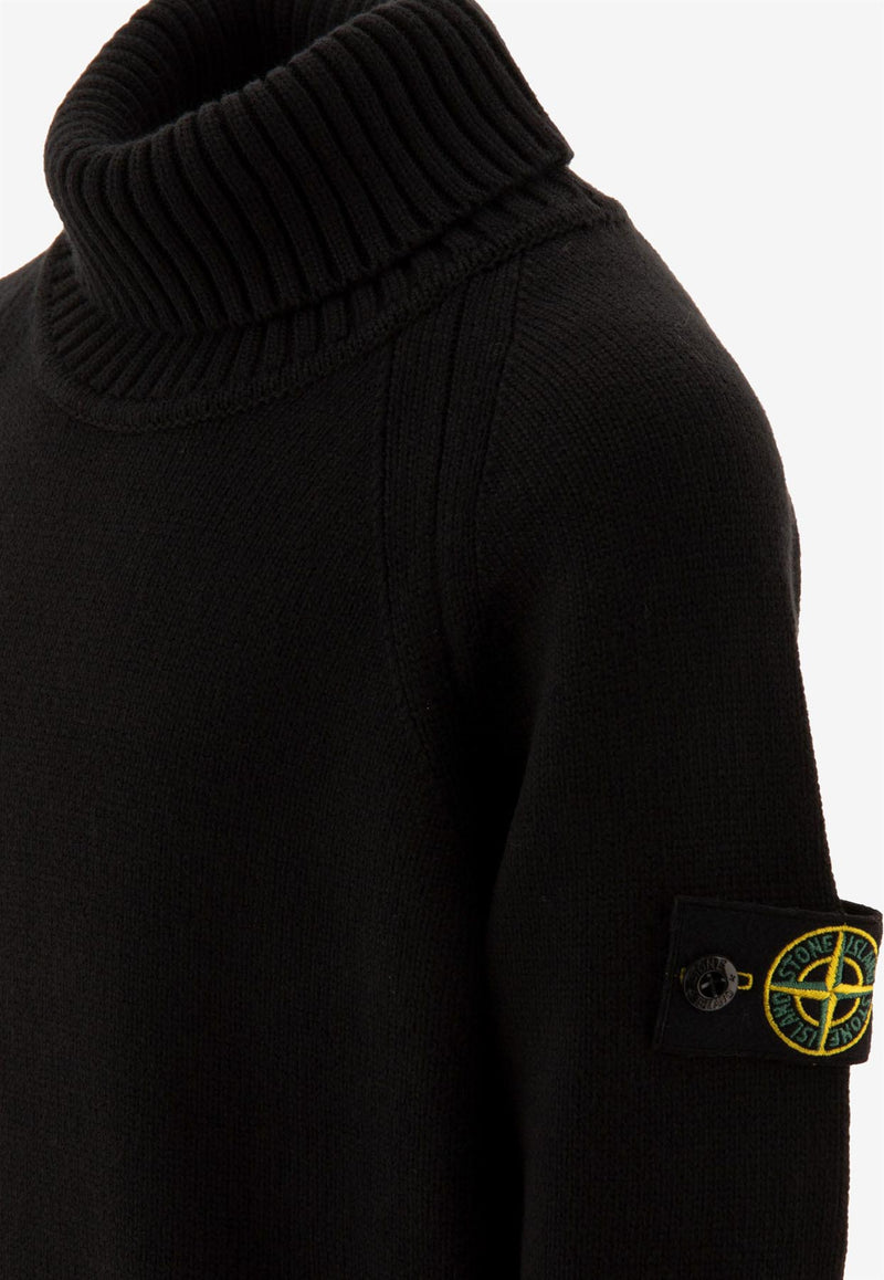 Stone Island Junior Boys Compass Patch Turtleneck Sweater Black 8116504A2V0029_71602