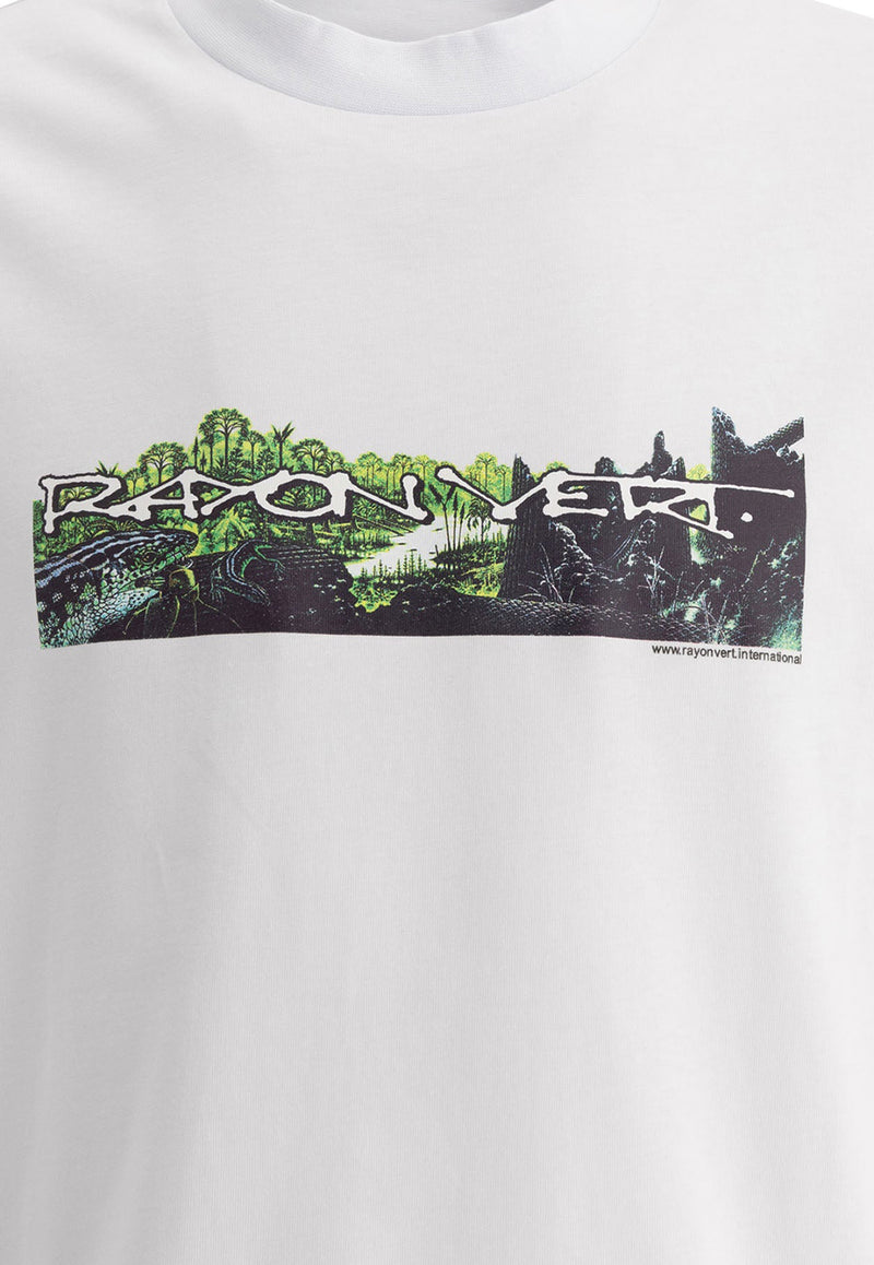 Rayon Vert Logo-Printed Crewneck T-shirt 24WRV-TS01GHOST WHITE_71914