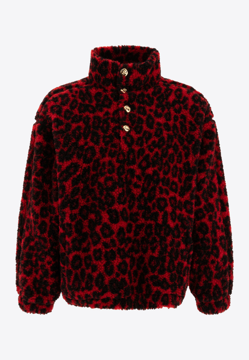 Alexander McQueen Leopard Print Fleece Jacket 801980QXABB6045_72360 Red