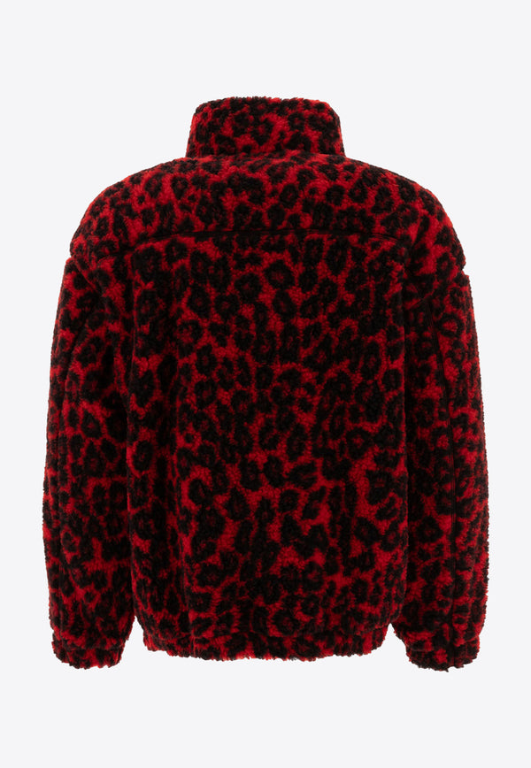 Alexander McQueen Leopard Print Fleece Jacket 801980QXABB6045_72360 Red