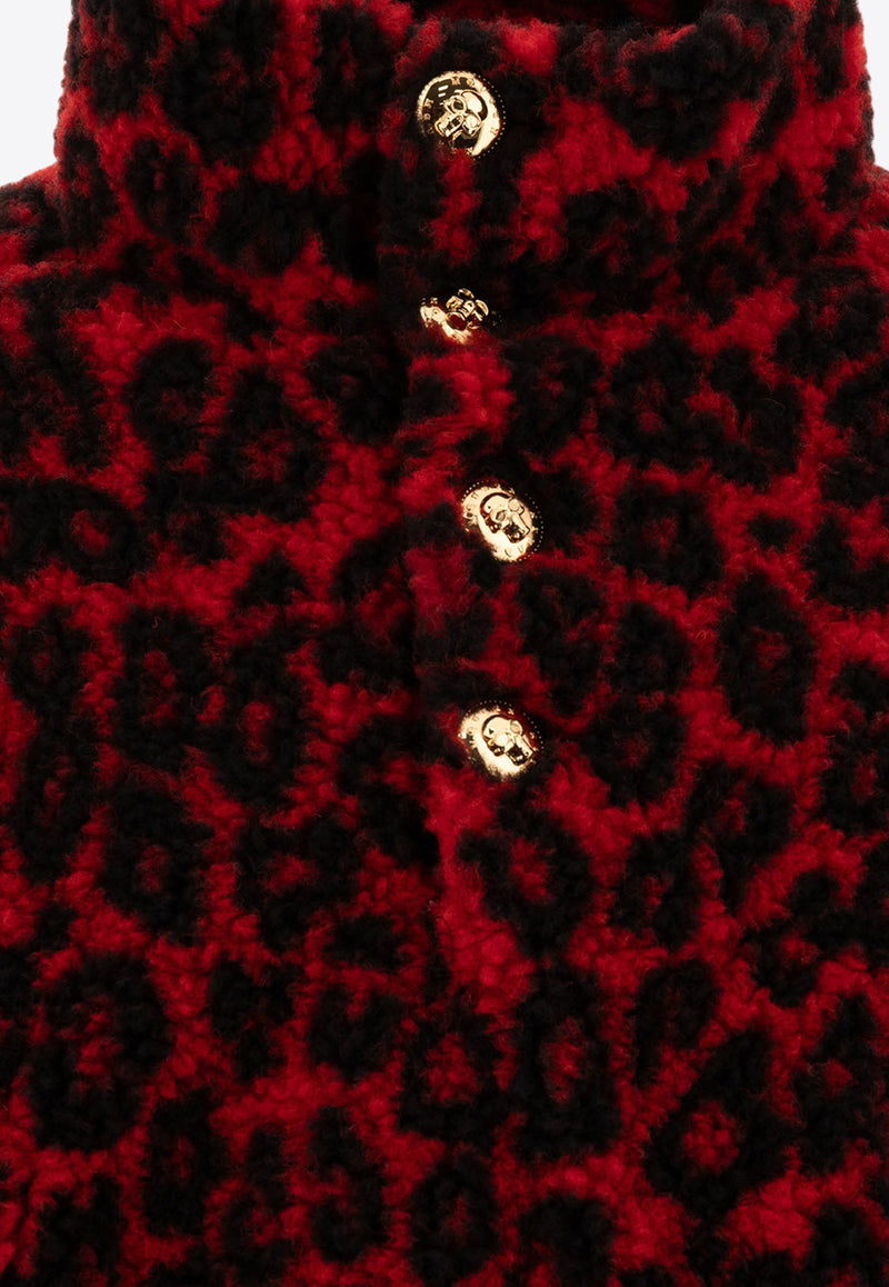 Alexander McQueen Leopard Print Fleece Jacket 801980QXABB6045_72360 Red