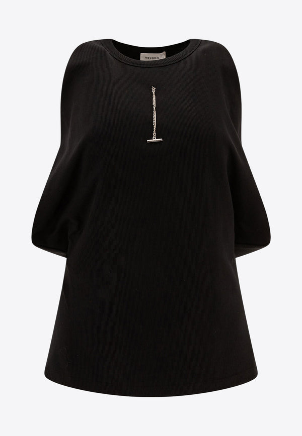 Alexander McQueen Draped Ribbed Tank Top 804191QLADW1000_72505 Black