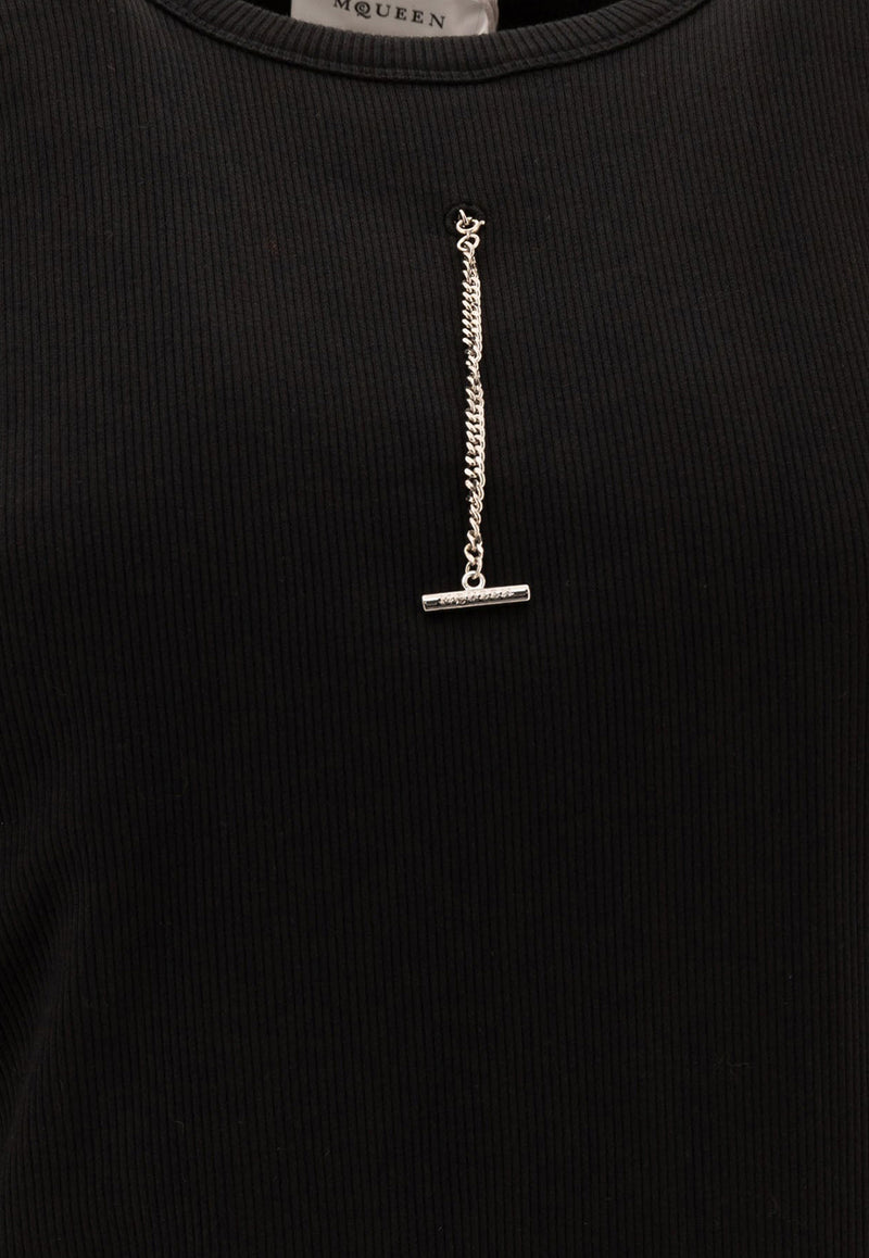 Alexander McQueen Draped Ribbed Tank Top 804191QLADW1000_72505 Black