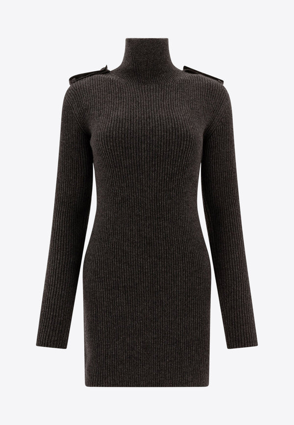 Alexander McQueen Ribbed Knit Mini Dress 807656Q1BBP1015_72513 Gray