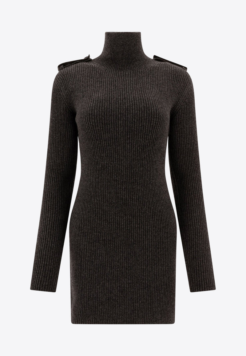 Alexander McQueen Ribbed Knit Mini Dress 807656Q1BBP1015_72513 Gray