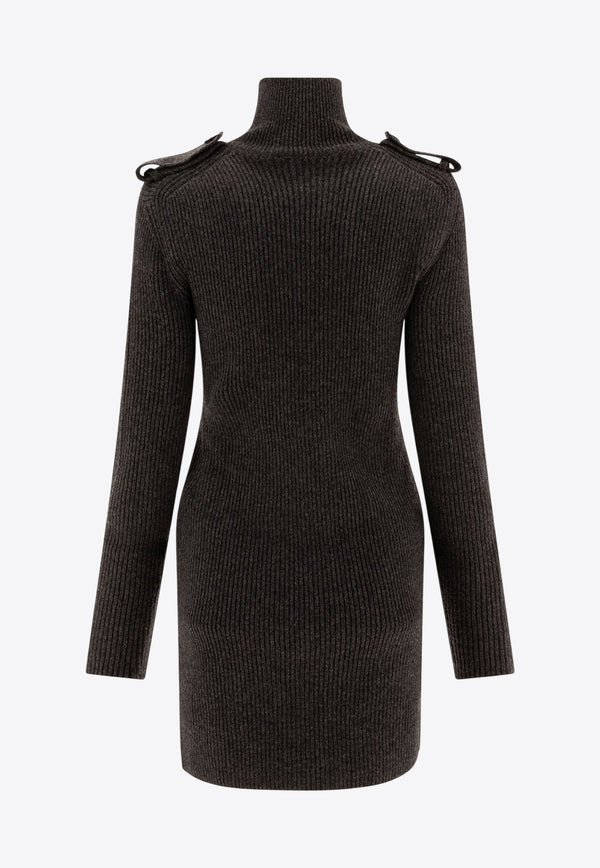 Alexander McQueen Ribbed Knit Mini Dress 807656Q1BBP1015_72513 Gray