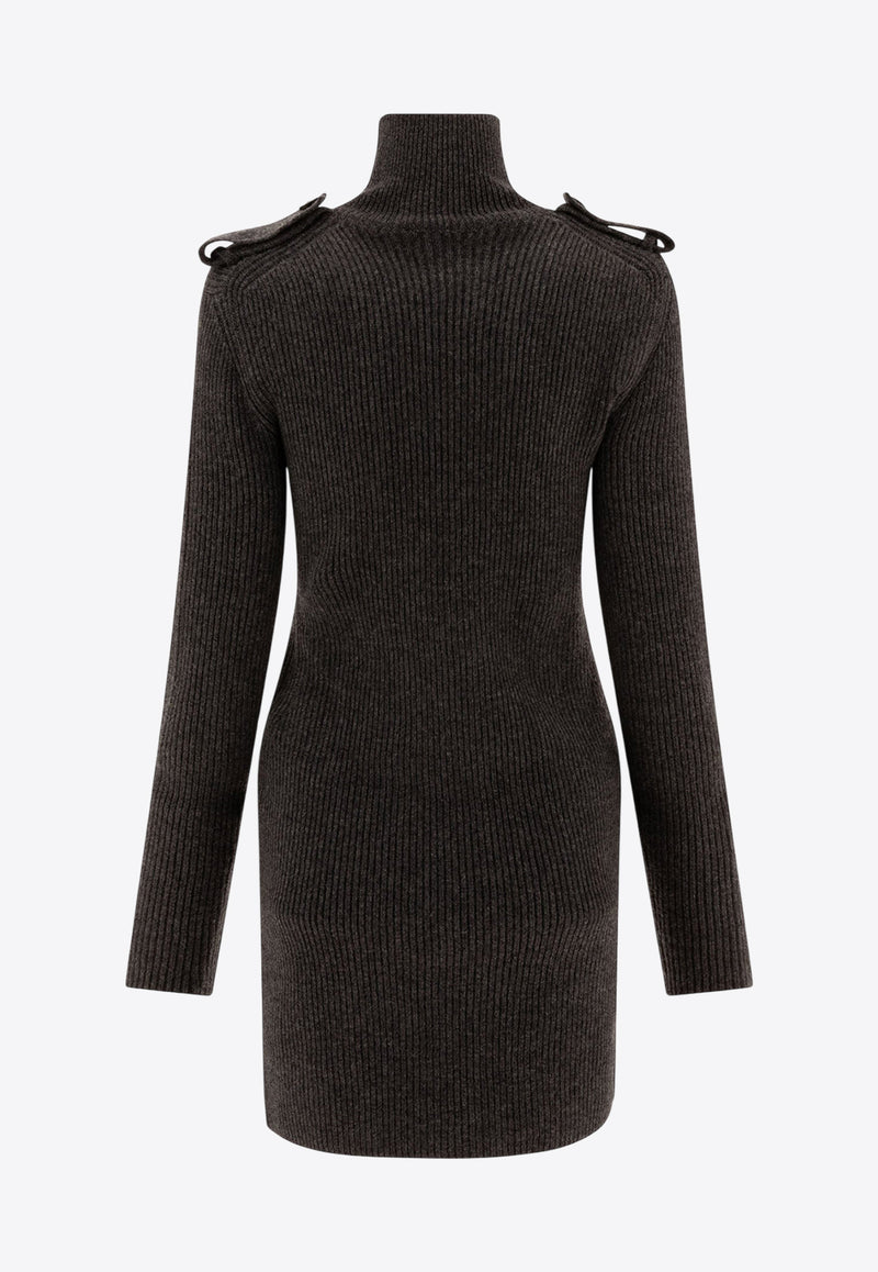 Alexander McQueen Ribbed Knit Mini Dress 807656Q1BBP1015_72513 Gray