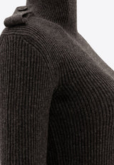 Alexander McQueen Ribbed Knit Mini Dress 807656Q1BBP1015_72513 Gray