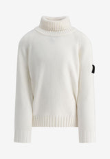 Stone Island Junior Boys Compass Patch Turtleneck Sweater White 8116504A2V0099_72978