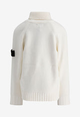 Stone Island Junior Boys Compass Patch Turtleneck Sweater White 8116504A2V0099_72978