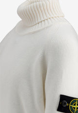 Stone Island Junior Boys Compass Patch Turtleneck Sweater White 8116504A2V0099_72978
