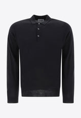 John Smedley Belper Long-Sleeved Polo T-shirt Black BELPERBLACK_73137