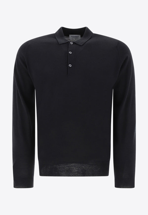 John Smedley Belper Long-Sleeved Polo T-shirt Black BELPERBLACK_73137