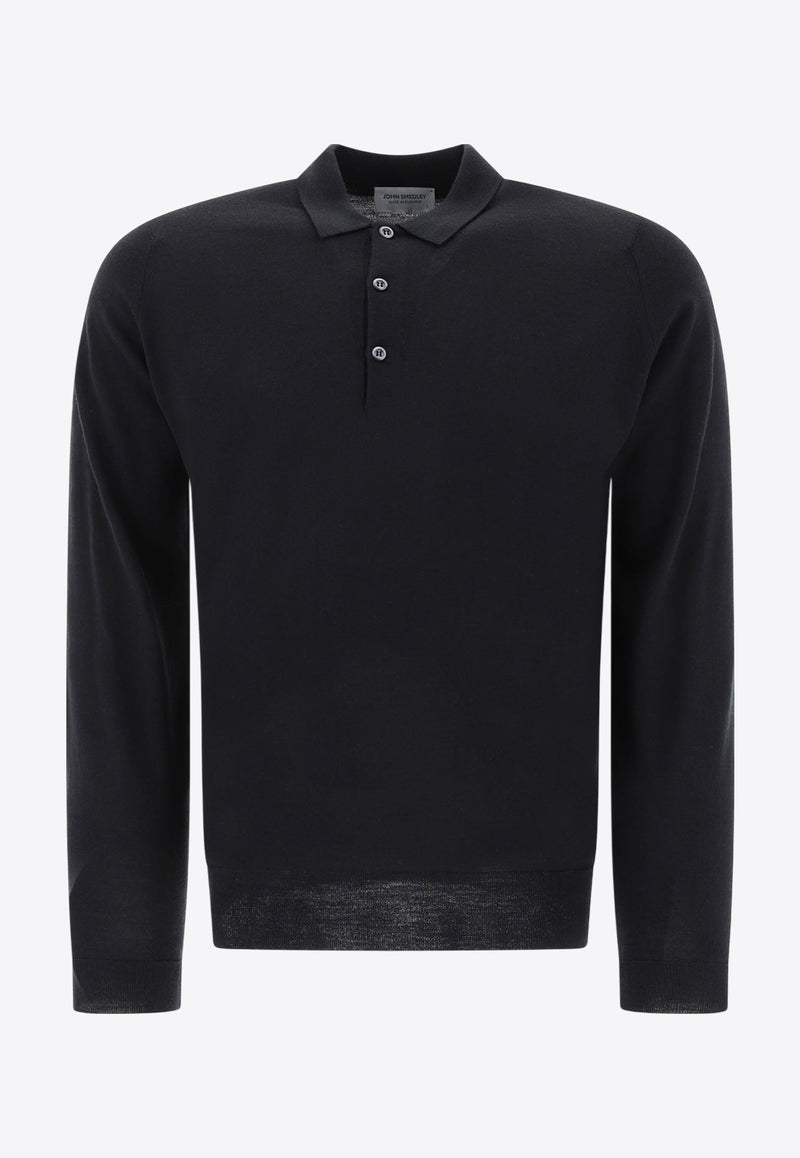 John Smedley Belper Long-Sleeved Polo T-shirt Black BELPERBLACK_73137