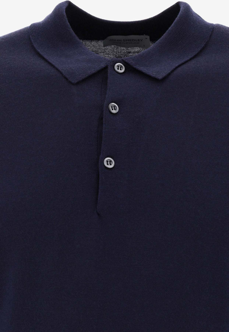 John Smedley Belper Long-Sleeved Polo T-shirt Blue BELPERMIDNIGHT_73136