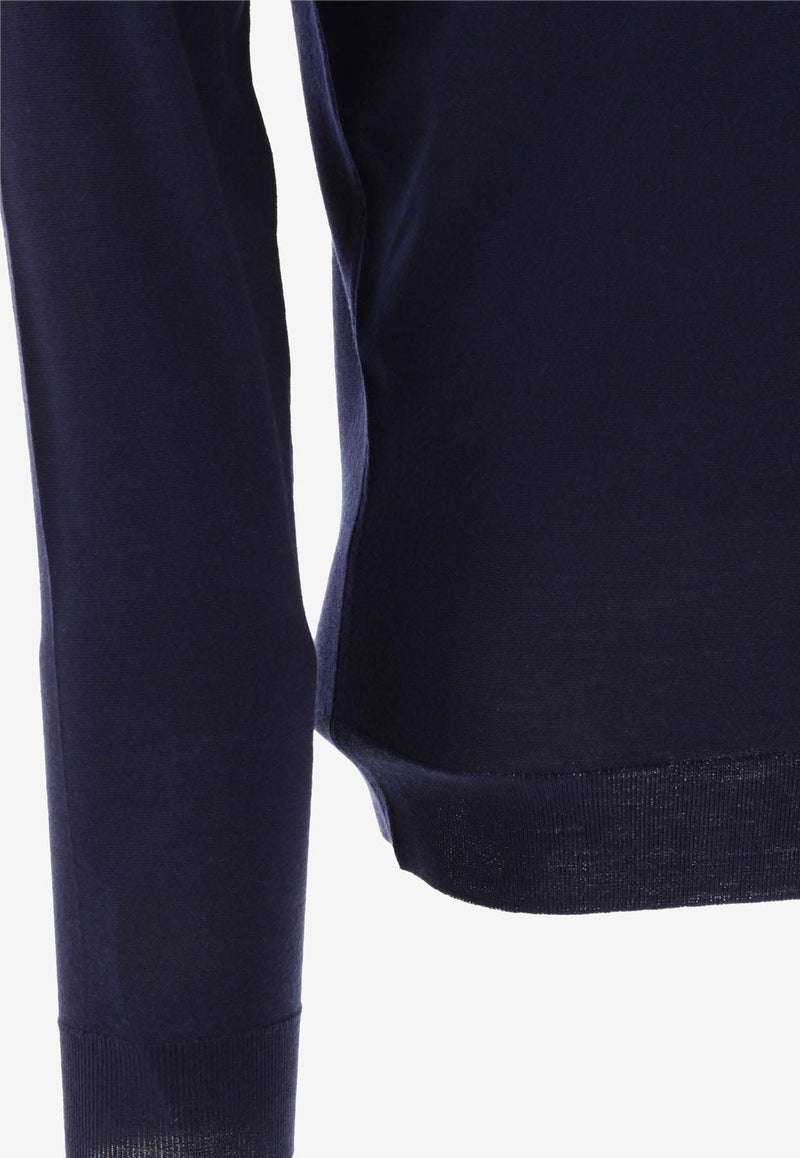John Smedley Belper Long-Sleeved Polo T-shirt Blue BELPERMIDNIGHT_73136
