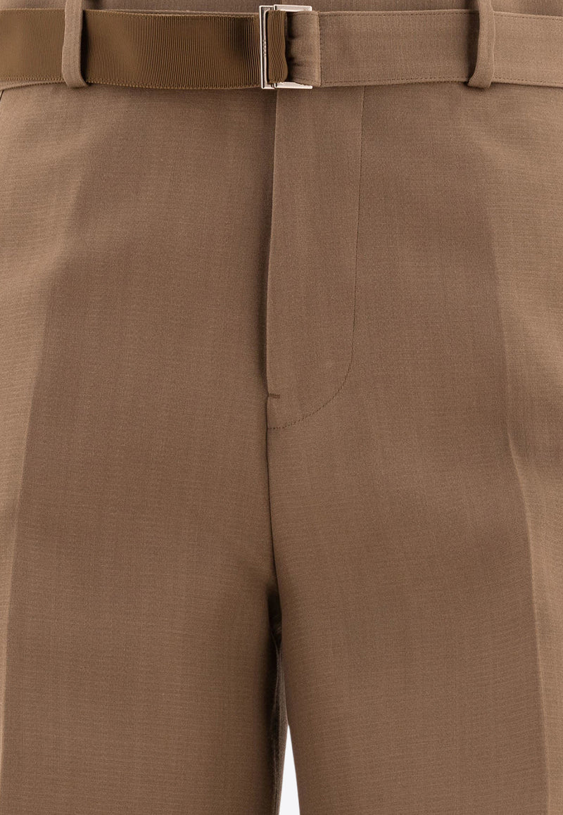 Sacai High-Rise Tailored Belted Pants Beige 24-07612651_73293
