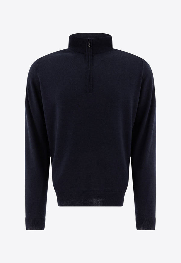 John Smedley Tapton Half-Zip Sweater Blue TAPTONMIDNIGHT_73382