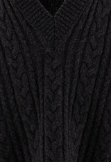 Cecilie Bahnsen Alia Cable Knit V-neck Sweater  Gray 3.24KNI51005ALIA JUMPER CHARCOAL GREY_73498