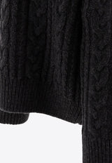 Cecilie Bahnsen Alia Cable Knit V-neck Sweater  Gray 3.24KNI51005ALIA JUMPER CHARCOAL GREY_73498
