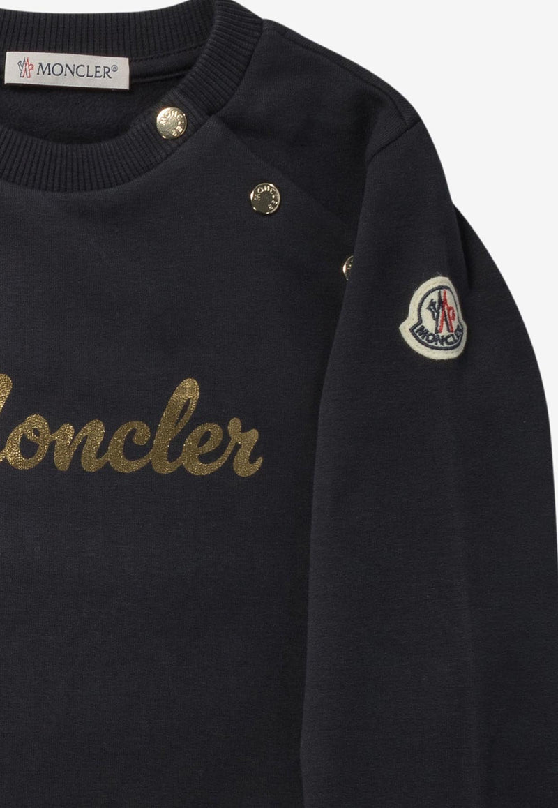 Moncler Kids Baby Girls Logo Print Sweatshirt Blue 8G00003-K-89A23778_73664