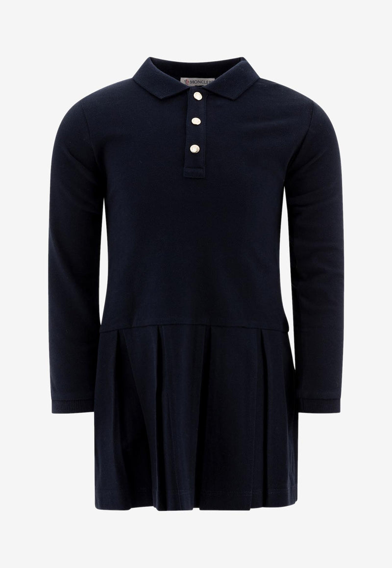 Moncler Kids Baby Girls Logo Patch Polo Dress Blue 8I00002-89AL2778_73658