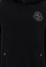 Moncler Kids Girls Logo Embroidered Hoodie Dress Black 8I00008-899PS999_73630