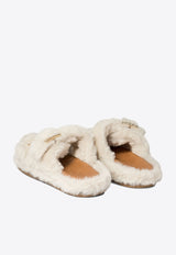 ALIBI Greta Faux Fur Flat Sandals Ivory GRETAECO FURIVORY_73725