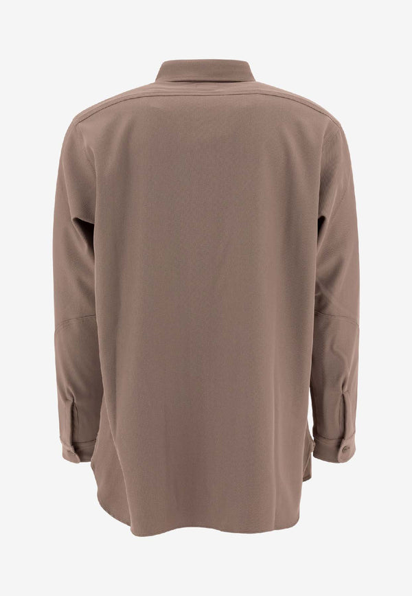 Needles Logo-Embroidered Button Shirt Brown PU213A-TAUPE_74195