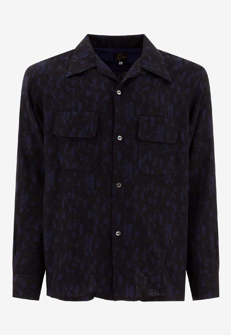 Needles Abstract Jacquard Shirt Blue PU162B-NAVY_74218
