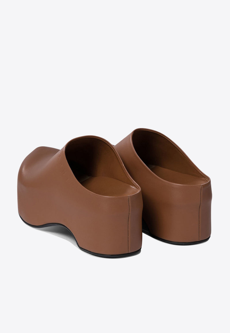 Marni 65 Leather Chunky Clog Mules Brown SBMS009704P362800M81_74358