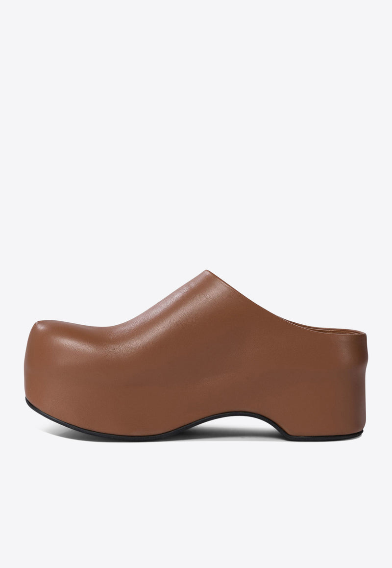 Marni 65 Leather Chunky Clog Mules Brown SBMS009704P362800M81_74358